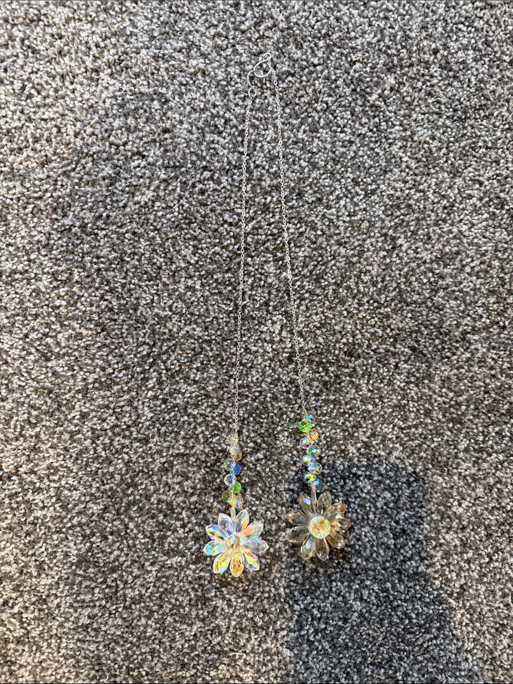 Crystal Flower Drop Wall Crystals in Iridescent Yellow-Green